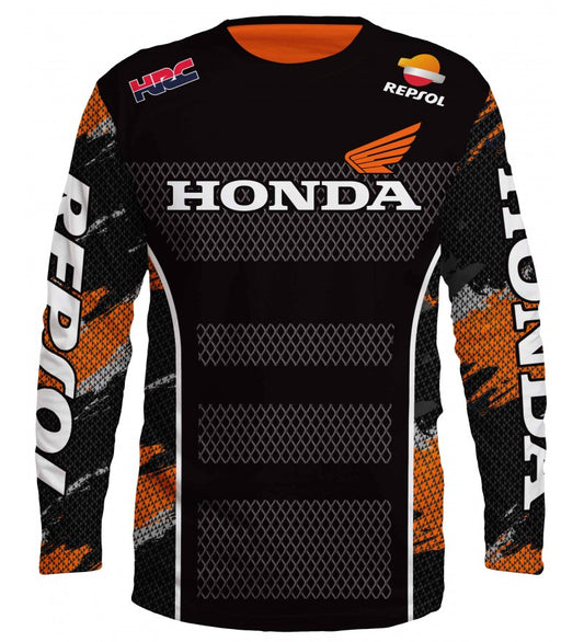 3D Long Sleeve Honda Moto Jersey #4058