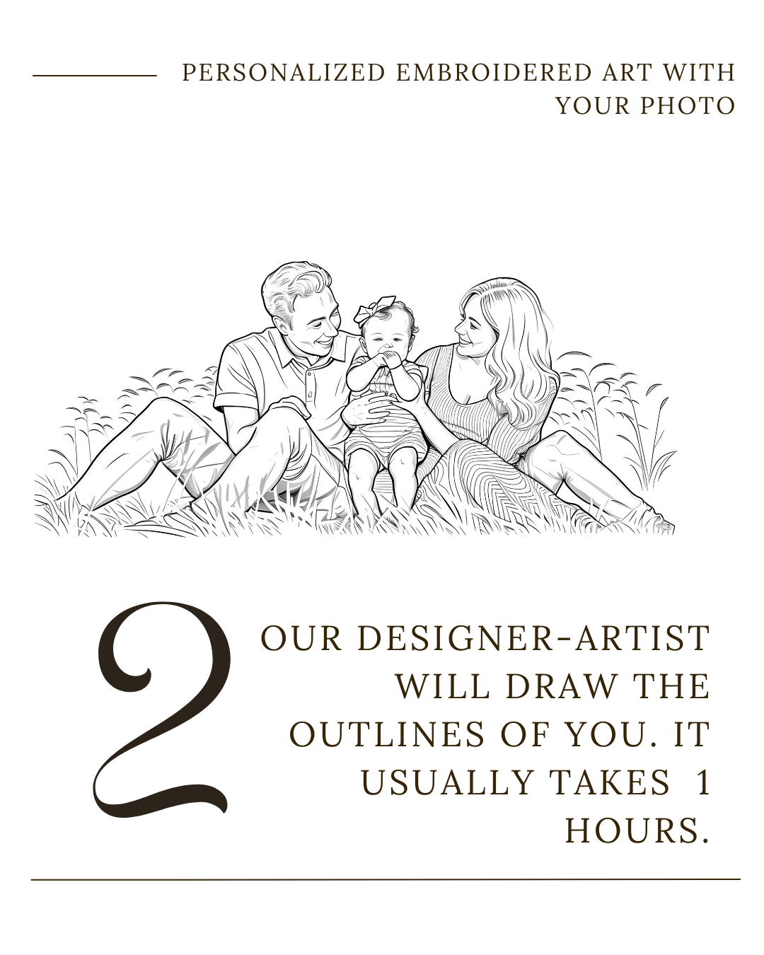 Custom Embroidered Sweatshirt Family Couple Art Outline from Your Photo