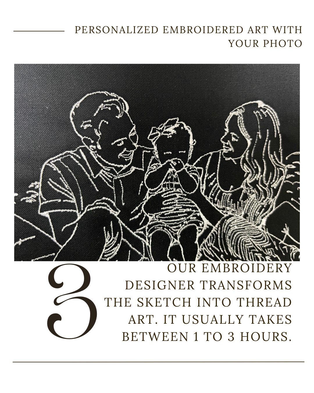 Custom Embroidered Sweatshirt Family Couple Art Outline from Your Photo