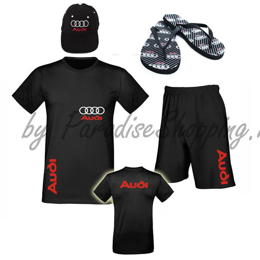 Audi Summer Mega Promo Set – Cotton T-Shirt Shorts Sports Pants Flip Flops and Hat