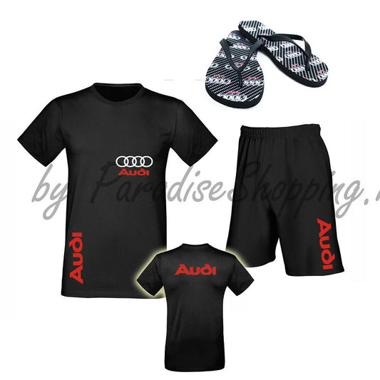 Audi Summer Promo Set - Cotton T-Shirt and Sports Shorts and Flip-Flops