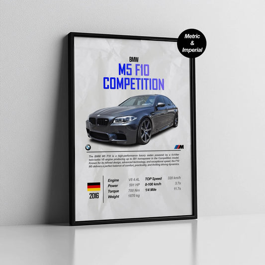 BMW M5 F10 Competition Poster Posters Wall Art