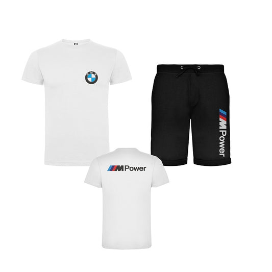BMW MPOWER Summer sports Set white T-shirt and Shorts 