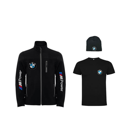 BMW M Power Softshell jacket, T-shirt and winter hat set with BMW Mpower embroidery