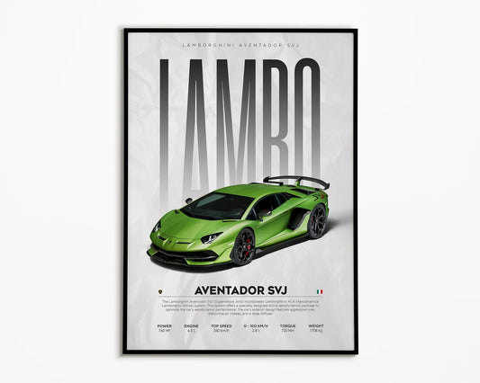 Lamborghini Aventador SVJ Posters Wall Art