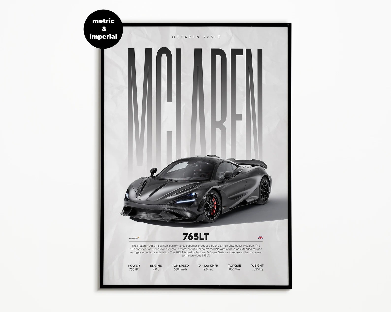 McLaren 765LT Posters Wall Art