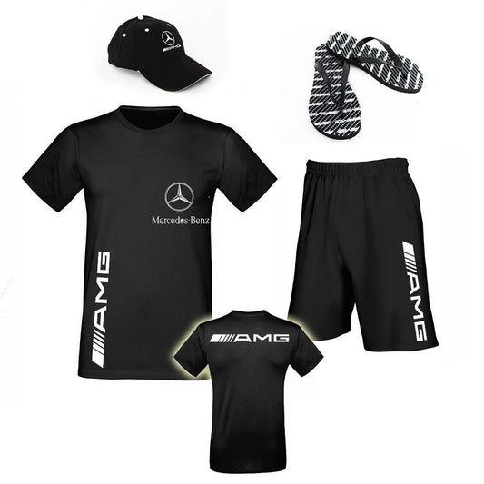 Mercedes AMG Summer Promo Set – Cotton T-Shirt and Sports Shorts, Flip-Flops and Hat