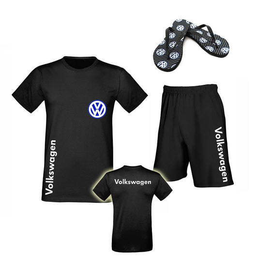 Summer Promo Set VOLKSWAGEN - Cotton T-shirt and Sports Shorts and Flip-Flops