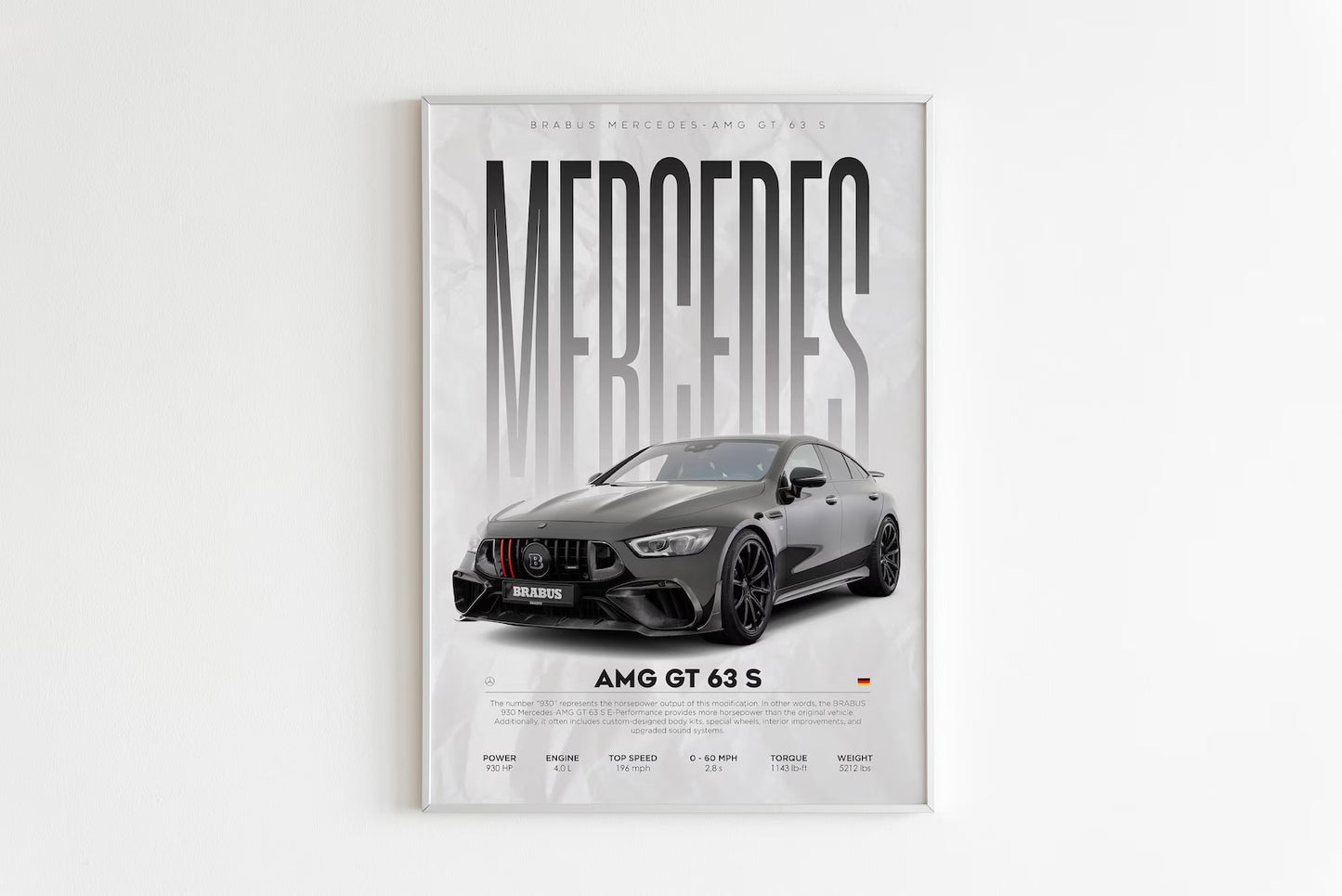 Brabus Mercedes AMG GT 63 S Posters Wall Art