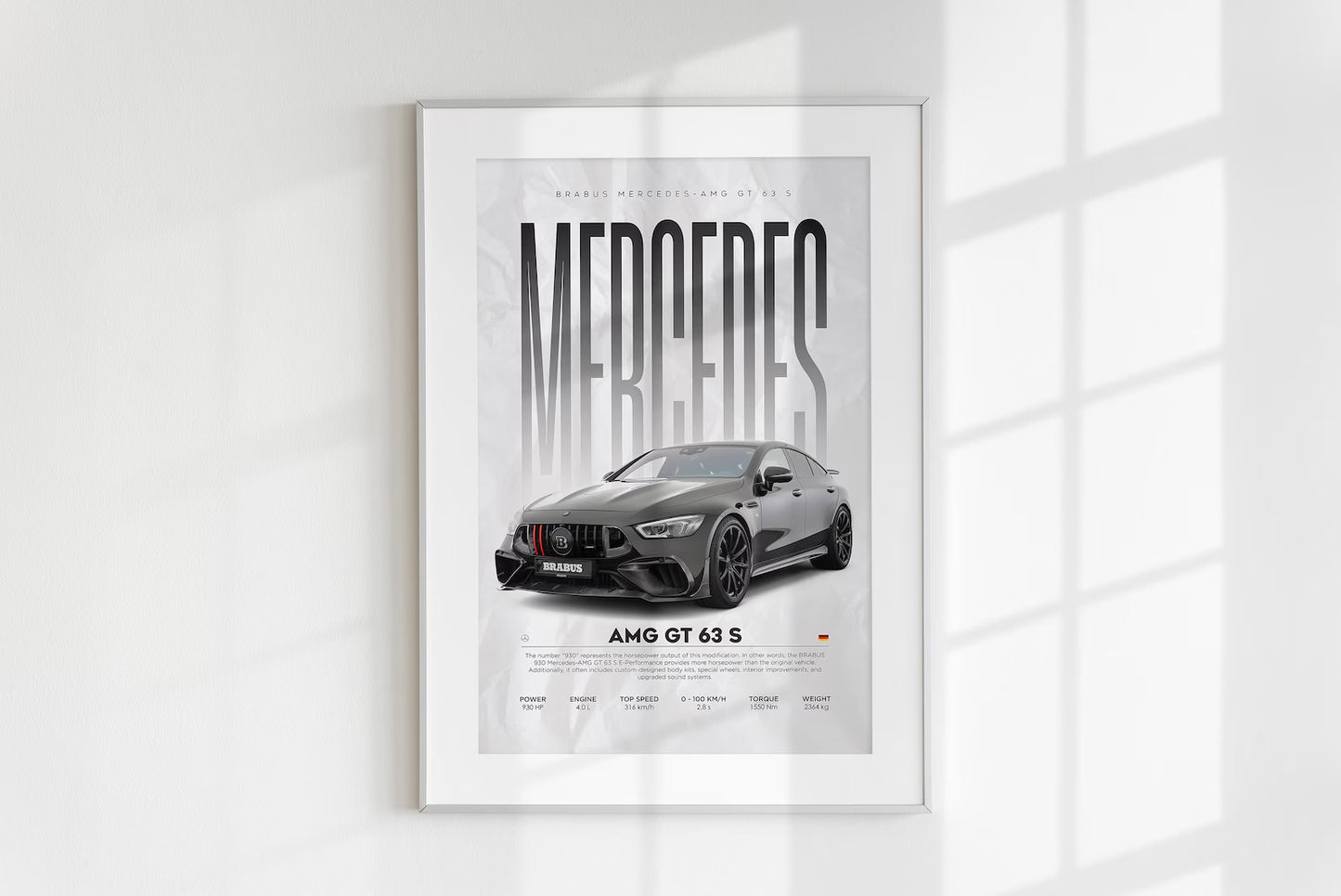 Brabus Mercedes AMG GT 63 S Posters Wall Art