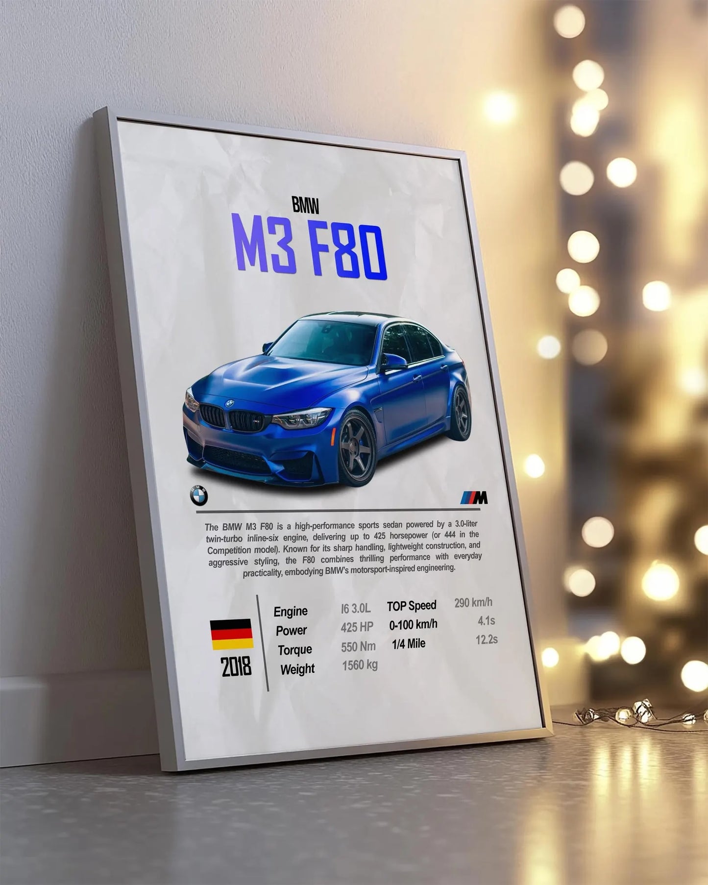 BMW M3 F80 Poster Posters Wall Art